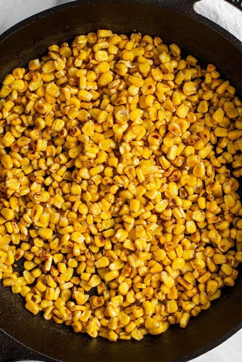 Grilled Canned Corn, Skillet Roasted Corn, Pan Roasted Corn, Black Stone Corn, Pasta Salad Broccoli, Skillet Fried Corn, Roasted Corn Kernels, Manly Recipes, Skillet Chili