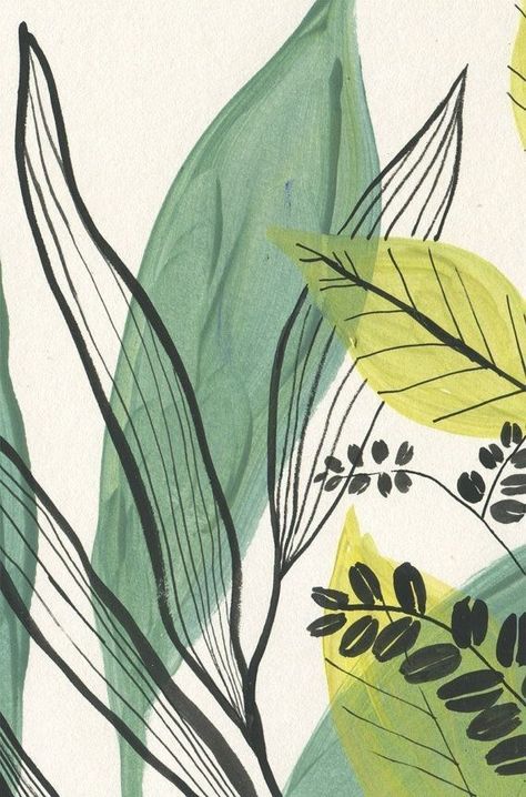 Plants Print, Leaves And Branches, 그림 낙서, Modern Botanical, Soyut Sanat Tabloları, Seni Cat Air, Art Minimaliste, Botanical Poster, Lukisan Cat Air