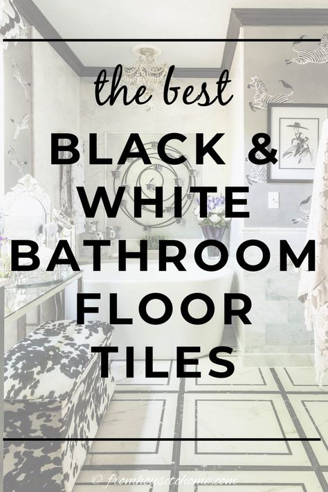 The best black and white bathroom floor tiles | Bathroom Decor Ideas Black And White Tile Bathroom Vintage, White Bathroom Floor Tile Ideas, Floral Tile Bathroom, White Bathroom Floor Tile, White Tile Bathroom Floor, White Bathroom Floor, Basketweave Tile Floor, Black And White Bathroom Floor, Black Bathroom Floor