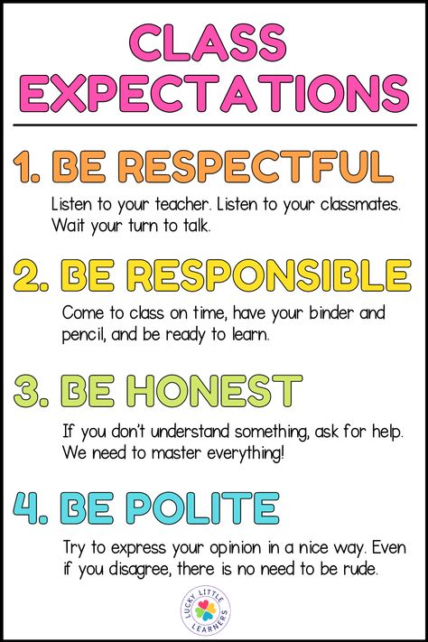 Expectation Poster Classroom, Class Expectations Elementary, Class Rules Poster Elementary, Simple Classroom Expectations, Class Expectations Bulletin Board, Class Rules Elementary, Classroom Expectations Highschool, Class Drawing School, Class Decoration Ideas