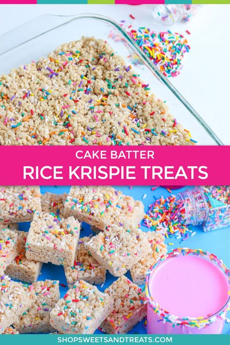 Rice Krispie Treats Birthday, Rice Krispie Treats Cake, Rice Crispy Cake, Rice Krispie Cakes, Rice Krispie Treats Recipe, Homemade Rice Krispies Treats, Rice Crispy Treats Recipe, Funfetti Cake Mix, Birthday Cake Flavors