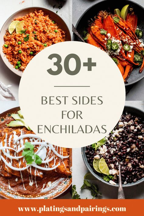 Enchiladas are a classic Mexican dish, but deciding on the perfect side dishes can be tough! In this post, I'll cover the BEST sides for enchiladas. From rice and beans, to tortilla chips and salsa, and more! Enchilada Plating Ideas, Sides For Enchiladas Dinners, Enchiladas Sides, Enchilada Sides, Sides For Enchiladas, Best Sides, Southwest Chicken Salad, How To Make Tortillas, Mexican Dish