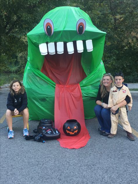 Slimer/Ghostbuster Trunk or Treat Ghostbuster Trunk Or Treat, Ghostbusters Trunk Or Treat, Trunker Treat Ideas, Ghostbusters Theme, Ghostbusters Party, Trunk Or Treat Ideas, Fun Halloween Food, Kid Friendly Halloween, Ghost Busters