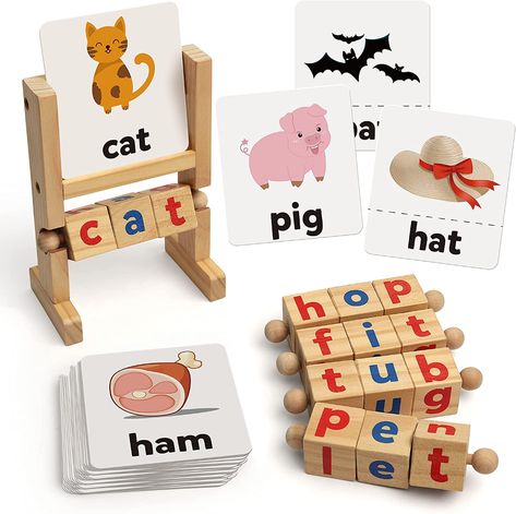 Toddler Boy Toys, Sight Word Flashcards, Letter Games, Spelling Games, Montessori Educational Toys, Learning Toys For Toddlers, Learning Cards, Wooden Alphabet, Short Vowels