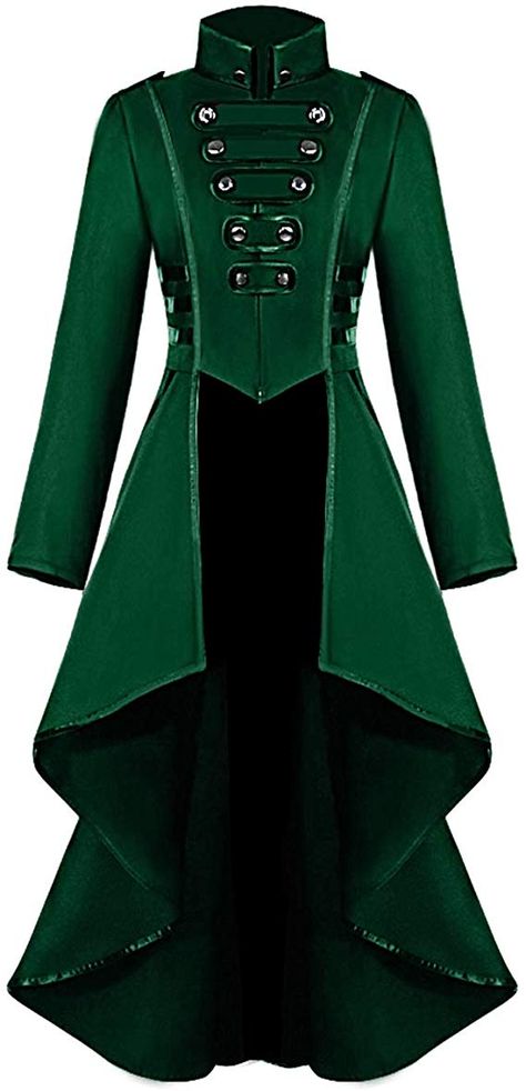 Amazon.com: Rattlebush Gothic Tailcoat Halloween Costumes for Women, Medieval Irregular Hem Steampunk Corset Victorian Tailcoat Jacket Green: Clothing Corset Halloween Costumes, Steampunk Jacket, Gothic Jackets, Halloween Costumes For Women, Casual Halloween, Tuxedo Women, Vintage Halloween Costume, Dark Dress, Steampunk Corset