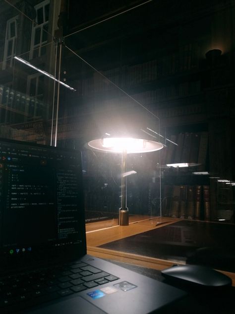 dark academia style pic of a laptop on a desk in the library Computer Science Dark Academia, Library Night Aesthetic, Dark Student Aesthetic, Tech Academia Aesthetic, Night Work Aesthetic, Midnight Study Aesthetic, Computer Aesthetic Dark, Dark Academia Computer, 3 Am Aesthetic Night