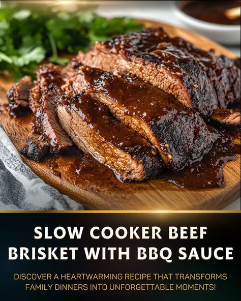 Recipes Master Brisket Slow Cooker, Slow Cooker Beef Brisket, Slow Cooked Beef Brisket, Brisket Oven, Brisket Recipe, Beef Brisket Recipes, Pot Food, Tangy Bbq Sauce, Smoked Beef Brisket