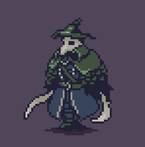 Pixel Plague Doctor, Plague Doctor Pixel Art, Pixel Art Characters Gif, Character Pixel Art, Nail Bat, Pixel Art Styles, Piskel Art, Pixel Characters, Pixel Animation