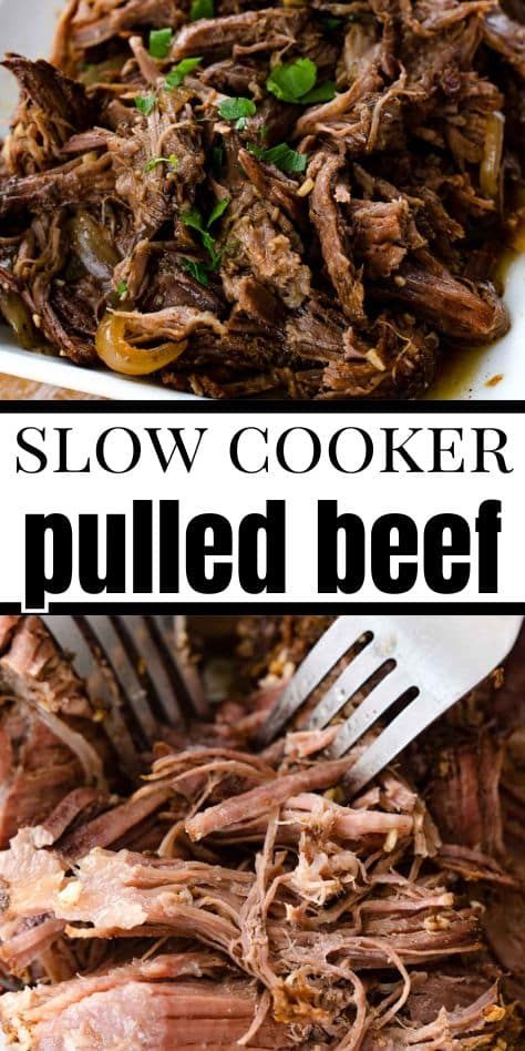 This slow cooker pulled beef recipe is so easy to make and is delicious. Slow Cooker Pulled Beef, Slow Cooker Bbq Beef, Pulled Beef, Beef Sandwiches, Comforting Dinner, Slow Cooker Bbq, Slow Cooker Pulled Pork, Slow Cooked Meals, Bbq Beef