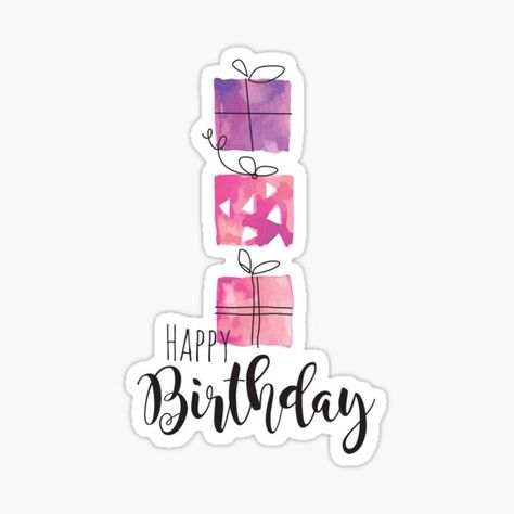 Happy Birthday Stickers Free Printable, Birthday Wishes Stickers, Hbd Sticker, Hamper Stickers, Birthday Stickers Printable, Watercolor Happy Birthday, Stickers For Birthday, Happy Birthday Banner Diy, Birthday Card Decoration