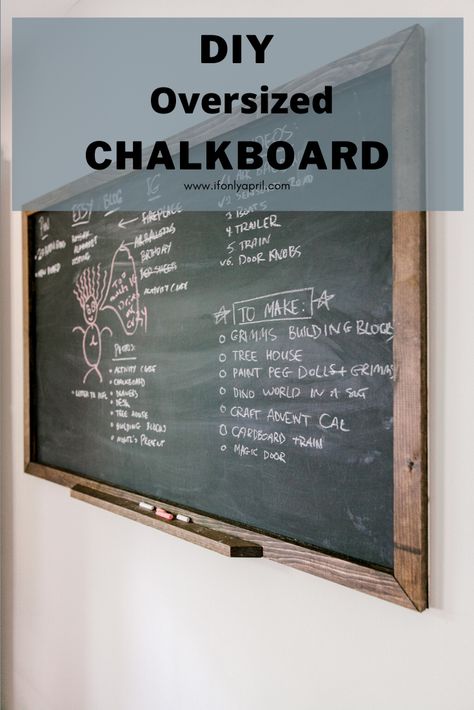 DIY OVERSIZED CHALKBOARD Chalkboard Frame Ideas, How To Make A Chalkboard, Entryway Organizer Diy, Homeschool Chalkboard, Tutoring Logo, Diy Chalkboard Frame, Rustic Mirror Frame, Ikea Alex Drawer, Homemade Chalkboard