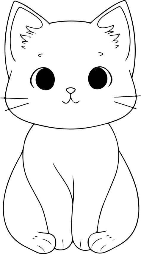 Black Cat Coloring Pages, Children's Drawings Ideas, Cat Stencils Templates Free Printable, Cat Pictures Drawing, Black And White Drawings Pencil, Cat Clipart Black And White, Black And White Cat Drawing, Free Cat Coloring Pages, Coloring Pages Cat