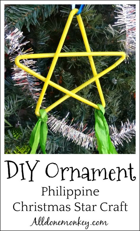 DIY Ornament: Philippine Christmas Star Craft | Alldonemonkey.com Ahg Crafts, Parol Diy, Philippine Christmas, Christmas In The Philippines, Philippines Christmas, Christmas Star Crafts, Christmas Library, Star Craft, Christmas Arts