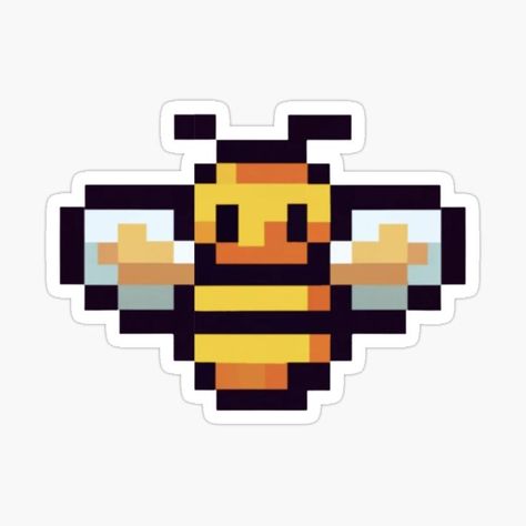 Cute Bee Pixel Art Sticker Bee Pixel Art, Pixel Art Sticker, Pixel Tattoo, Cute And Aesthetic, Easy Pixel Art, Pixel Art Templates, Pixel Drawing, Stickers Design, Pixel Art Grid