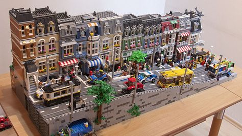 Full view 3 | Flickr - Photo Sharing! Western Diorama, Lego City Display, Lego Diorama, Lego Street, Shop Street, Lego Buildings, Lego Display, Lego Inspiration, City Layout