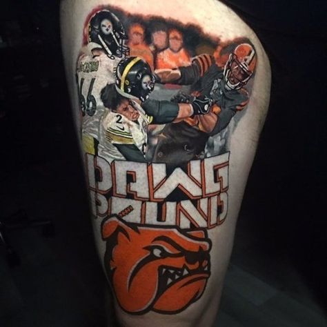 Cleveland Browns Tattoo, Cleveland Tattoo, Mason Rudolph, Browning Tattoo, Cobra Tattoo, Myles Garrett, Harley Davidson Tattoos, Crazy Nail Designs, Fan Tattoo