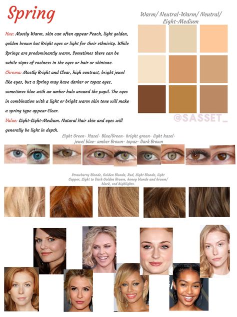 Light Spring Brown Hair, Light Spring Eyes, Light Spring Skin Tone, Hair Color For Spring Skin Tone, Warm Spring Color Analysis, Spring Skin Tone, Hair Color For Warm Skin Tones, Clear Spring Palette, True Spring Colors