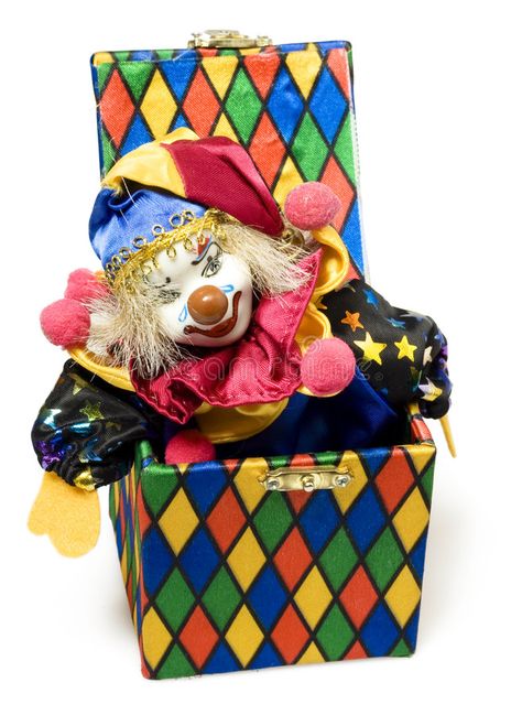 Jack-in-the-box toy. Isolated on white background , #Sponsored, #toy, #box, #Jack, #background, #white #ad Jack In The Box Toy, Harlequin Clown, Clown Dolls, Clown Car, Background Funny, Clown Core, Design Fundamentals, Victorian Toys, Pop Goes The Weasel