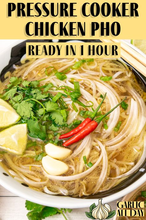 Warm up with this Pressure Cooker Chicken Pho recipe!

Satisfy your cravings with this hearty and flavorful dish. Made with tender chicken, aromatic spices, and fresh herbs, this pho is the perfect comfort food for a cold day.

Plus, it's a breeze to make in your pressure cooker, so you can enjoy a warm and satisfying meal without spending hours in the kitchen. Try it out tonight and share your creations with us!

🍜🍗🌿

#PhoRecipe #PressureCooker #ComfortFood Chicken Pho Recipe Instant Pot, Crockpot Pho, Instant Pot Chicken Pho, Pressure Cooker Pho, Chicken Pho Recipe, Garlicky Chicken, Pho Soup Recipe, Pho Spices, Chicken Rice Noodles