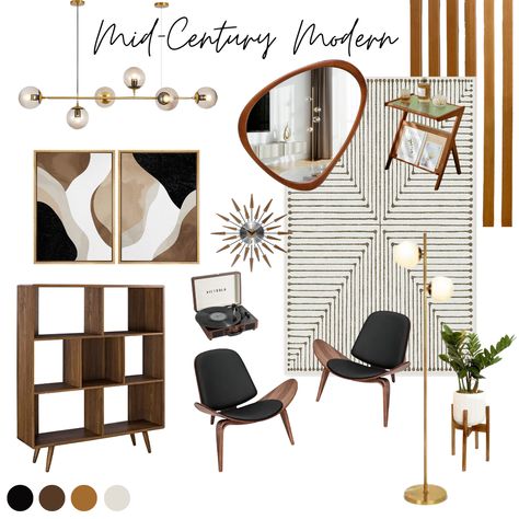 Mid Century Modern Condo Interior Design, Mid Century Mood Board Interior Design, Interior Design Mood Board Template, Mid Century Modern Kitchen Mood Board, Midcentury Mood Board, Mid Century Modern Design Interiors, Mid Century Modern Moodboard, Midcentury Modern Moodboard, Scandinavian Mood Board Interior Design