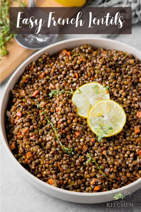 Easy French Lentils Lentils With Carrots And Celery, French Lentils Recipe, Lentil Sides, French Lentil Recipes, Lentils Side Dish, Lentil Side Dish Recipes, Lentil Side Dish, Shrimp Puttanesca, Mediterranean Feast