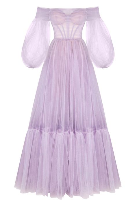 Lavender Sheer Sleeves Maxi Tulle Dress Milla Dresses, Tulle Maxi Skirt, Dress Weights, Sheer Skirt, Maxi Dress Prom, Usa Dresses, Dresses Xxl, Tulle Gown, Feather Dress