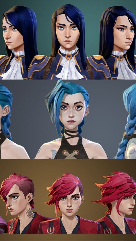 Vi Character Design, Arcane Hair, Arcane Art Style Reference, Arcane Art Study, Jinx Face Reference, Arcane Style Study, Arcane Artstyle, How To Draw Arcane Art Style, Arcane Style Art