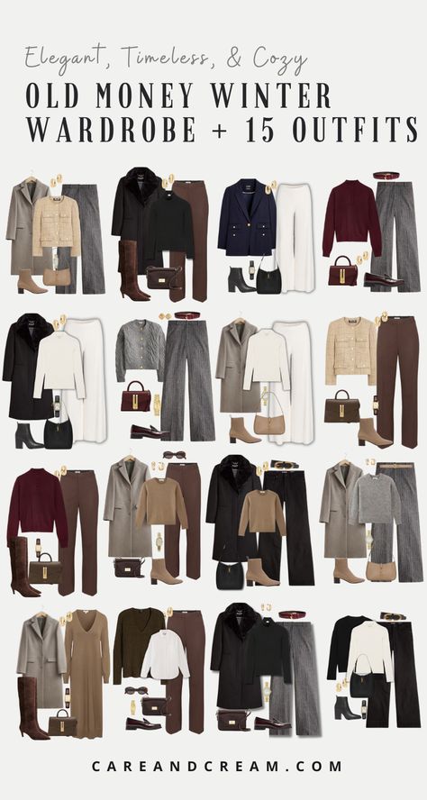 Better Dressing Style, Winter Outfits England, Old Money Outfits For Winter, Classy Old Money Outfits Winter, Capsule Wardrobe Old Money Style, Old Money Winter Outfit Aesthetic, Old Money Winter Capsule Wardrobe, Old Money Rainy Day Outfit, Elegant Wardrobe Essentials