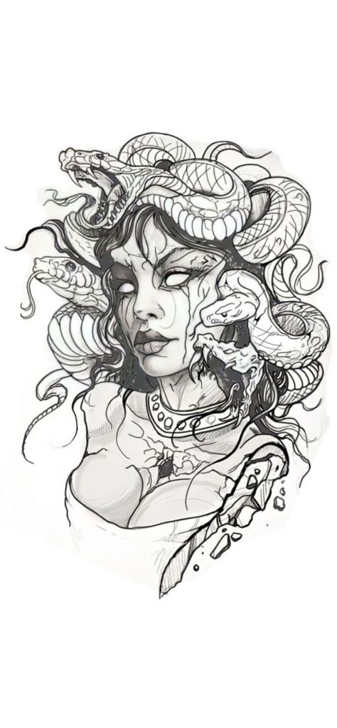 Medusa Tattoo Idea Medusa Tattoo Inspiration, Enchantress Tattoo Ideas, Men’s Medusa Tattoo, Medusa Back Piece, Tattoo With Woman Face, Medusa Body Tattoo, Unique Medusa Tattoo Forearm, Woman Medusa Tattoo, Realistic Woman Tattoo