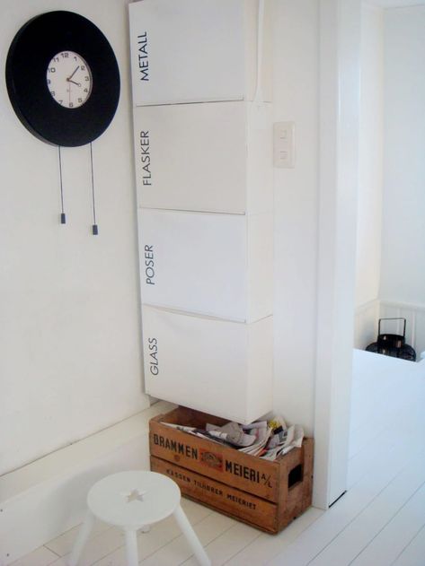 6 neat ideas for home recycling bins & stations - IKEA Hackers Trones Ikea Hack, Trones Ikea, Ikea Trones, Diy Locker, Ikea Organization, Ikea Wall, Small Nightstand, Small Storage Boxes, Kitchen Storage Boxes