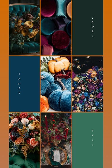 Jewel Color Scheme, Jewel Tone Palette Colour Schemes, Jewel Tone Groom, Jewel Tone Fall Decor, Jewel Toned Decor, Deep Jewel Tone Wedding, Dark Jewel Tone Color Palette, Jewel Bedroom, Jewel Tone Party