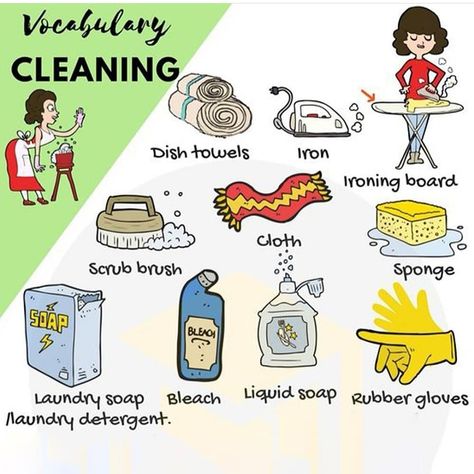 Cleaning Vocabulary, Laundry Items, Online English Teacher, Grammar And Vocabulary, Rubber Gloves, Laundry Hacks, Cleaning Dishes, House Cleaning, Liquid Soap