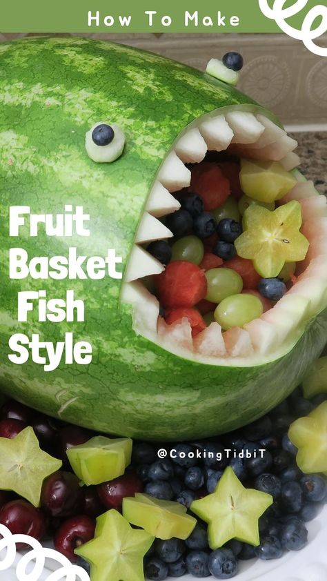 Fish Watermelon, Watermelon Fish, Watermelon Fruit Basket, Fruit Salad Watermelon, Watermelon Fruit Bowl, Fruit Basket Watermelon, Joshua Birthday, Salad Watermelon, Fish Basket