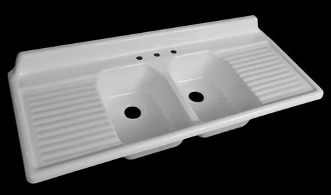 NBI introduces its sixth vintage reproduction kitchen drainboard sink - 60" wide - Retro Renovation Double Drainboard Kitchen Sink, Farmhouse Sink With Drainboard, Kitchen Sink With Drainboard, Kitchen Sink Drainboard, Sink With Drainboard, Vintage Kitchen Sink, Kitchen Sink Remodel, Vintage Sink, Drainboard Sink