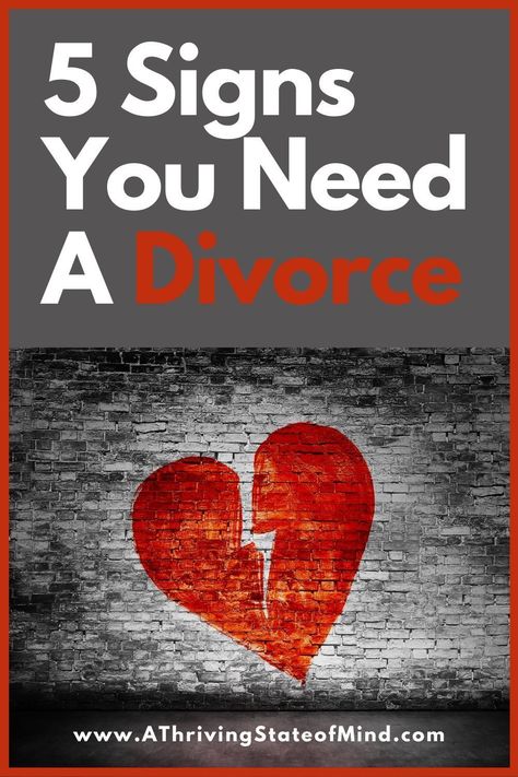 It's difficult to decide if you need to get a divorce, but if you are in a toxic marriage it might be your best chance for mental health. Pay attention to these 5 signs that you need a divorce to support your personal development.  #divorce #relationships #personalgrowth #AThrivingStateofMind #shouldidivorce Strong Marriage, Toxic Marriage, Divorce Signs, How To Become Happy, Divorce For Women, Divorce Advice, Couples Counseling, Types Of Relationships, Getting Divorced