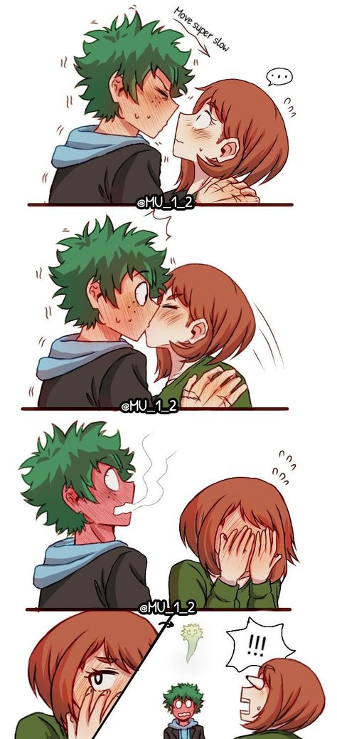 Deku X Ochako, Mha Comics, Deku Ships, Nana Shimura, Deku X Uraraka, Anime Siblings, Ochako Uraraka, Boku No Hero Academia Funny, The Kiss