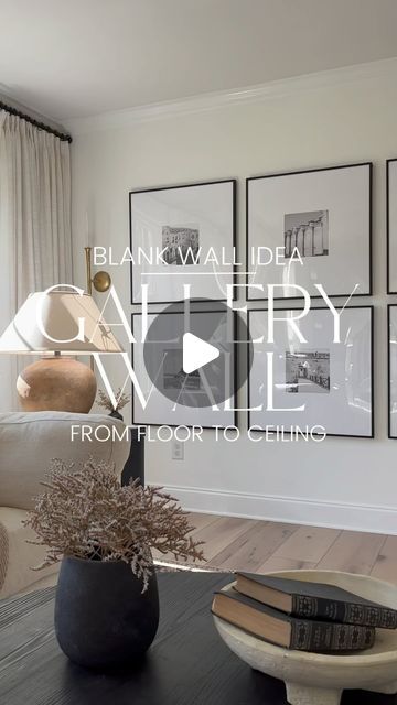 Marly Dice on Instagram: "FLOOR TO CEILING GALLERY WALL IDEA! 

🔗Comment SHOP and I’ll send you the information to get this look. You must be following me to receive the link. You can also shop directly at this link: https://ltk.app.link/lx0UpdkP0Kb

Adding a massive gallery wall in my sitting room immediately elevated the look of the room! The key to getting this look is to use frames with a large matting. 

Here are the specs for my gallery wall:
-Frames are from @frameiteasy 
-Frame size: 27&3/16” x 27&3/16”
-Art size: 10”x10”
-Style: Ashford, satin black
-Matting: 8.5”, smooth acrylic 
-Wall height: 8’
-Distance between frames: 2.75” left to right, 2” up and down
-Distance gallery wall is from the floor: 19.5”
-Distance gallery wall is from the ceiling: 20”
-Photos: landscapes, scener Gallery Wall Matted Frames, Gallery Wall With Picture Lights, Floor To Ceiling Gallery Wall, Gallery Wall With Sconces, Gallary Wall, Photos In Black And White, Picture Frame Gallery, Transitional Home, Transitional Home Decor