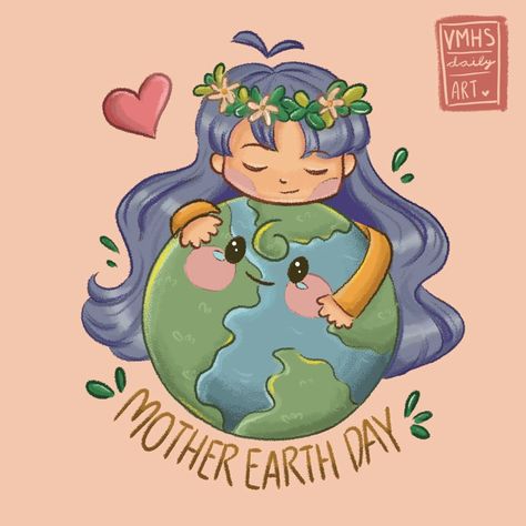 Earth mother day illustration cartoon design art hirl hughing the earth love tefiti chibi cute kawaii style Cute Earth Day Drawings, Earth Cute Drawing, Cute Earth Drawings, Go Green Drawing, Earth Day Illustration, Earth Character, Save Earth Posters, Earth Day Poster, Save Earth Drawing