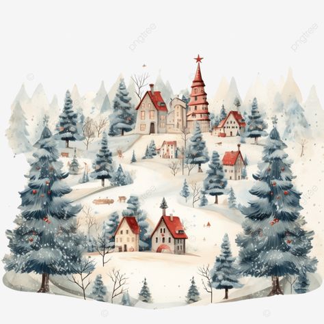 merry christmas vintage greeting card village and forest christmas forest winter village snow hous Switzerland Christmas, House Png, Forest Christmas, Snow House, Christmas Forest, Winter Village, Merry Christmas Vintage, Christmas Painting, Tray Design