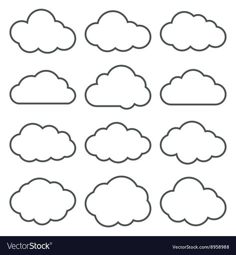 Clouds Vector Illustration, Cloud Shapes Template, Cloud Vector Illustration, Cloud Svg Free, Cloud Template Free Printable, Clouds Shapes, Cloud Cutout, Cloud Ideas, Cloud Silhouette