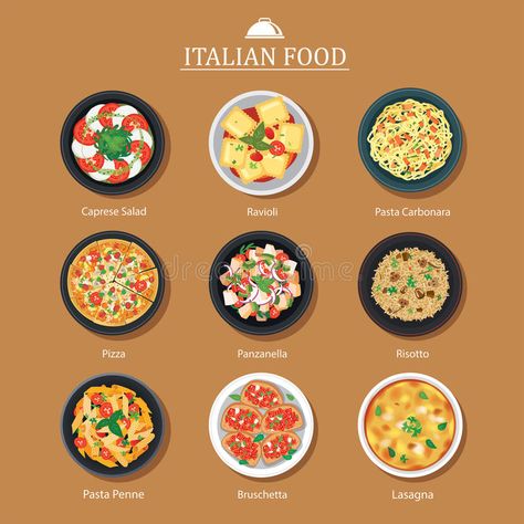 Italian Food Names, Italian Food Menu, Food Illustration Design, Pasta Penne, Culinary Cooking, Food Vocabulary, Recipe Drawing, Food Types, Food Infographic