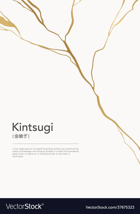 Kintsugi Logo Design, Kintsugi Graphic Design, Kintsugi Drawing, Kintsugi Illustration, Japanese Minimalism Art, Kintsugi Design, Kintsugi Tattoo Ideas, Kintsugi Aesthetic, Kintsugi Tattoo