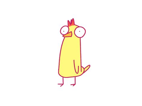 Cute 2d Character, Squish And Stretch Animation, Chicken Character Design, Animation Doodle, Chicken Anatomy Drawing, Chicken Animation, Bird Walking Animation, Thinking Animation Gif, Bird Animation