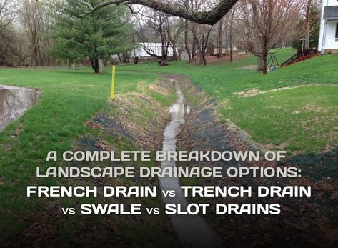 Ditch Ideas, French Drain Installation, Rain Garden Design, French Drain System, Trench Drain Systems, Landscape Drainage, Backyard Drainage, Drainage Ditch, Yard Drainage