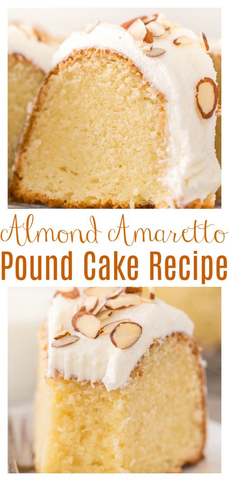 Almond Amaretto Pound Cake Recipe - Baker by Nature Essen, Pound Cakes, Amaretto Pound Cake Recipe, Amaretto Pound Cake, Amaretto Cream, Amaretto Cake, Almond Pound Cakes, Baker By Nature, Pound Cake Recipe