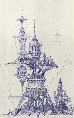 Vasiliy Kourkoff Jr.`s Sketch Blog: May 2012 Daniel Merriam, Castle Drawing, Albrecht Durer, Architecture Drawing Art, The Painter, Cat Air, Fantasy Castle, Fantasy Concept Art, Architecture Sketch