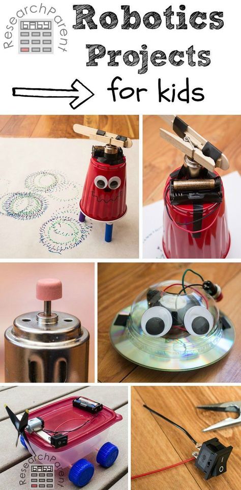 Robotics Projects for Kids - Step-by-step tutorials for making fun, easy, inexpensive "robots" via /researchparent/ Robotics Projects For Kids, Kid Science, Steam Projects, Robotics Projects, Kid Experiments, Fair Projects, Stem Projects, Science Fair Projects, Homeschool Science