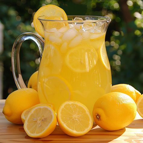 Homemade Fresh Lemonade 🍋 🌟 "Refresh your Memorial Day with our zesty Homemade Fresh Lemonade! Perfect for sunny celebrations! ☀️🇺🇸" Recipe: Homemade Fresh Lemonade Ingredients: 1 cup sugar 1 cup water (for the syrup) 1 cup lemon juice (about 4-6 lemons) 3 to 4 cups cold water (to dilute) Instructions: Make syrup: Dissolve sugar in 1 cup boiling water. Squeeze lemons for juice. Combine syrup, lemon juice, and cold water in a pitcher. Chill and serve with ice and lemon slices. 🍹 Dive into t... Homemade Lemonade Aesthetic, Pitcher Of Lemonade, Lemonade Ingredients, Lemonade Jar, Lemonade Aesthetic, Make Syrup, Juice Aesthetic, Glass Of Lemonade, Hot Lemon Water