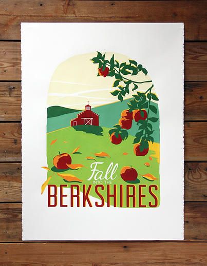 Poster about the Berkshires, new England, Fall Great Barrington Massachusetts, Great Barrington, The Berkshires, Screen Print Poster, Four Poster, Stonehenge, New England, Screen Printing, Screen