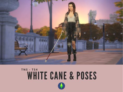 #4 White Cane and Poses TNS-TS4 White Cane and Poses for your Blind Sims ! READ THIS PLEASE ! • This cc is purely aesthetic and doesn’t change the gameplay. • Don’t hesitate to send me a message if you have problems with my cc. •   This is the first blind posepack, I’ll create other packs for blind sims ! White Cane : • Original mesh and texture by me • 1 swatch • Base Game Compatible • You can find it on Rings Posepack : •  Contains 14 original poses (7 for White Cane, Sims 4 Content, Sims 4 Cc And Mods, Sims 4 Poses, Mods Sims 4, Sims 4 Cc Folder, Beacon Hills, Cc Folder, Maxis Match Cc